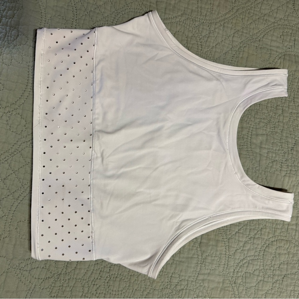 Lululemon Athletica White Tank with Perforated Detail